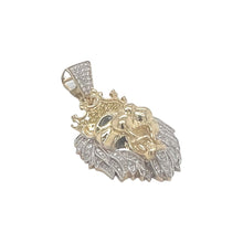 Load image into Gallery viewer, 10K Yellow Gold Lion Crown Head Diamond Pendant 0.50 CT 1.75&quot;
