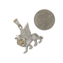 Load image into Gallery viewer, 10K Yellow Gold Lion Crown with Wings Diamond Pendant 1.82 CT 1.5&quot;
