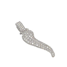 Load image into Gallery viewer, 14K White Gold Italian Horn Amulet Diamond Pendant 1.89 CT 2&quot;
