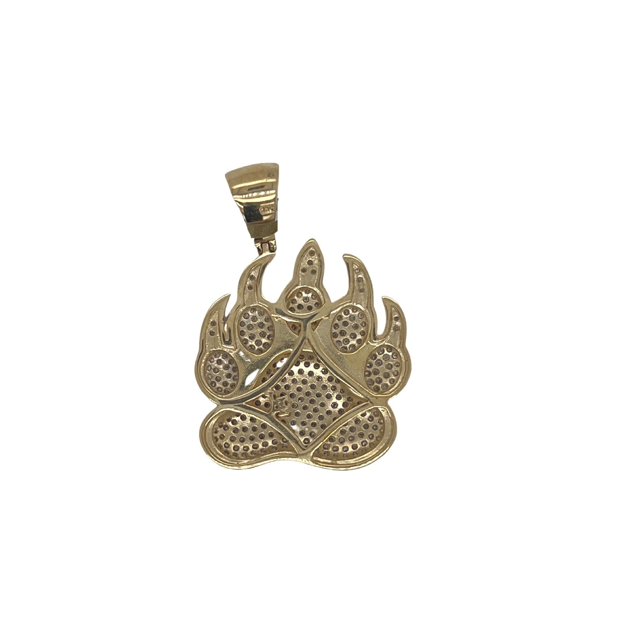 10K Yellow Gold Animal Claw Diamond Pendant 1.08 CT 1.5"