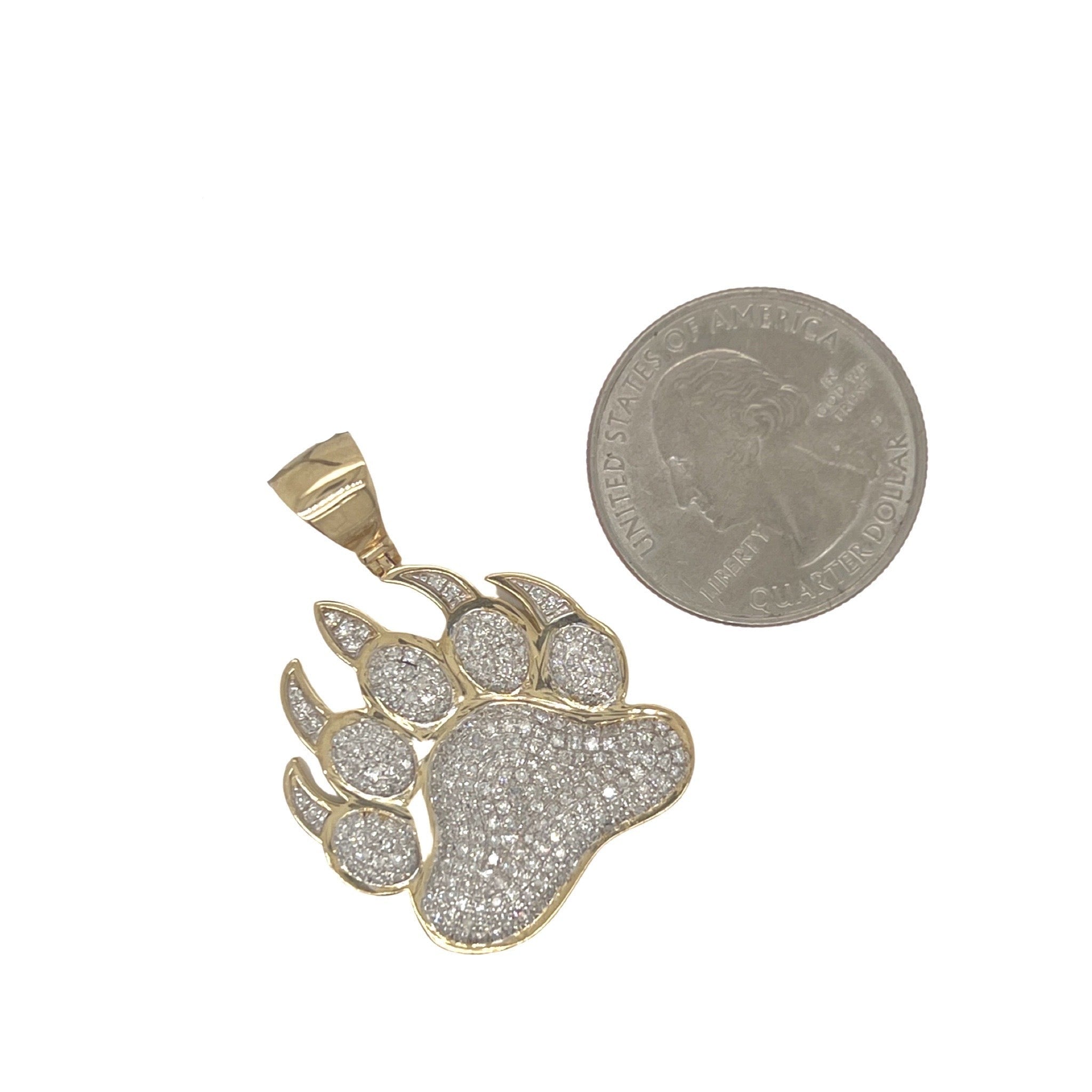 10K Yellow Gold Animal Claw Diamond Pendant 1.08 CT 1.5"