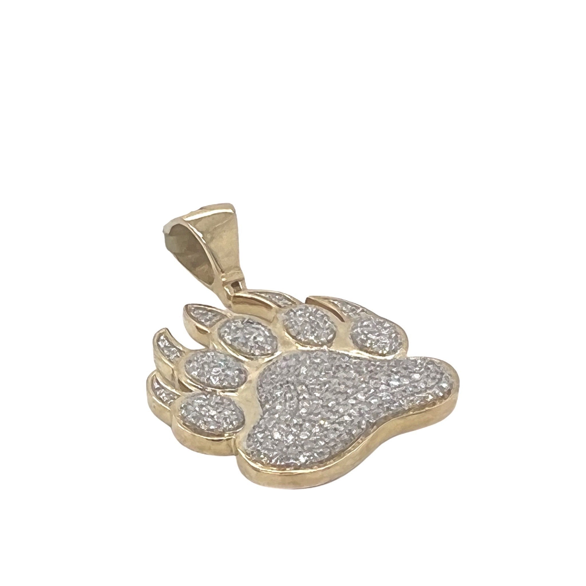 10K Yellow Gold Animal Claw Diamond Pendant 1.08 CT 1.5"