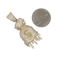 Load image into Gallery viewer, 10K Yellow Gold Dripping Moneybag VS Diamond Pendant 3.75 CT 2&quot;
