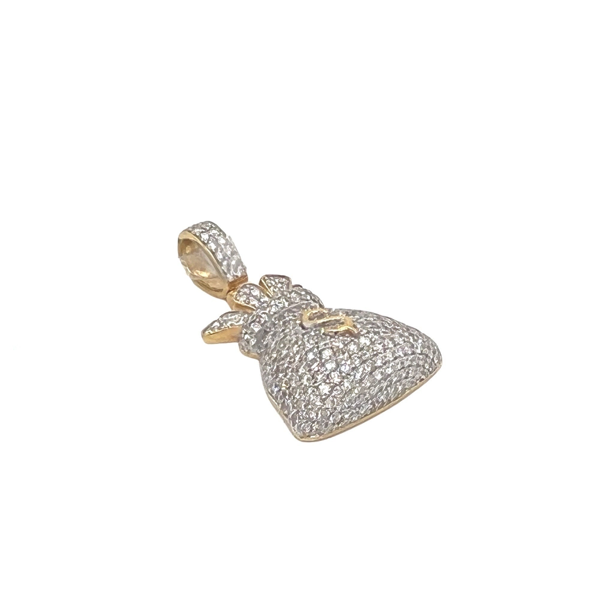 14K Yellow Gold Moneybag VS Diamond Pendant 2.0 CT 1.25"