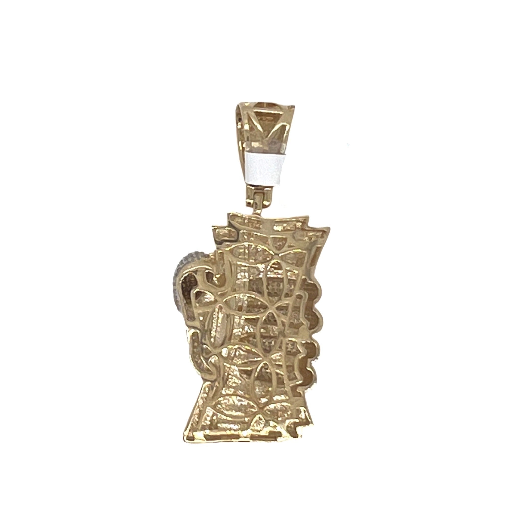 10K Yellow Gold Cash in Hand Diamond Pendant 0.65 CT 1.75"