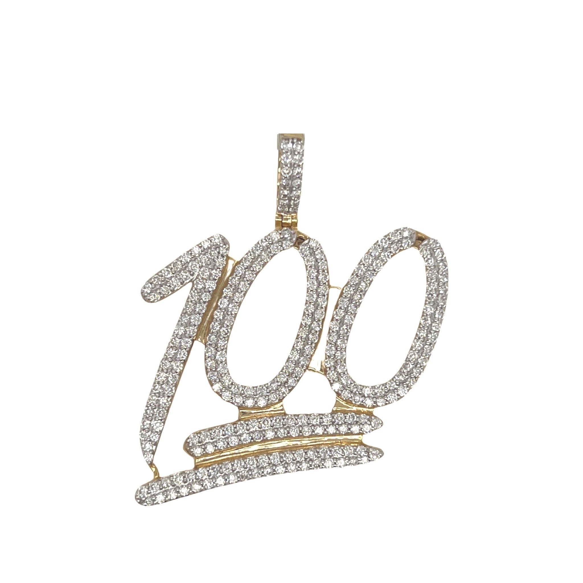 10K Yellow Gold💯100 Emoji Diamond Pendant 2.5 CT 1.75"