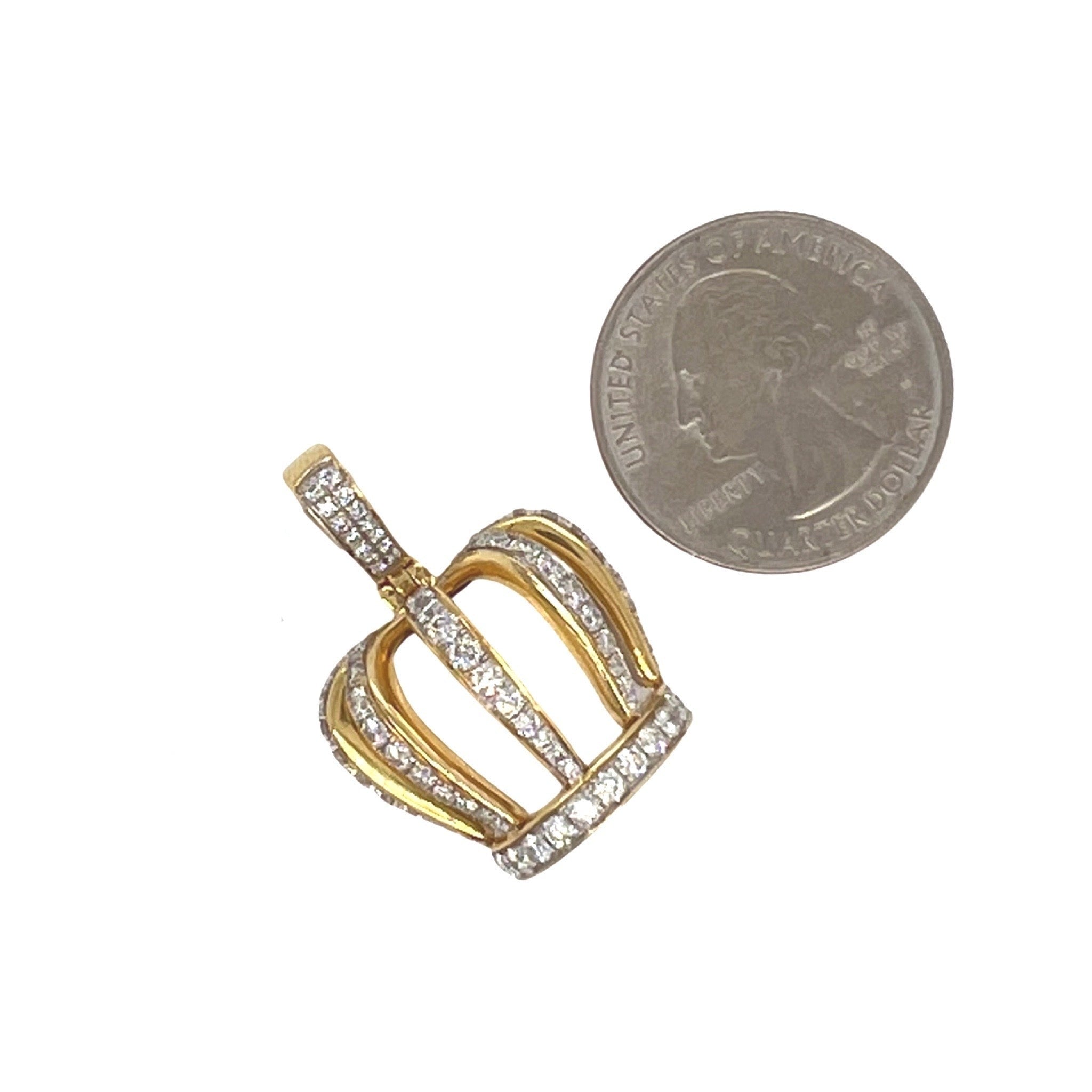 10K Yellow Gold Royal Crown Diamond Pendant 1.75 CT 1.25"