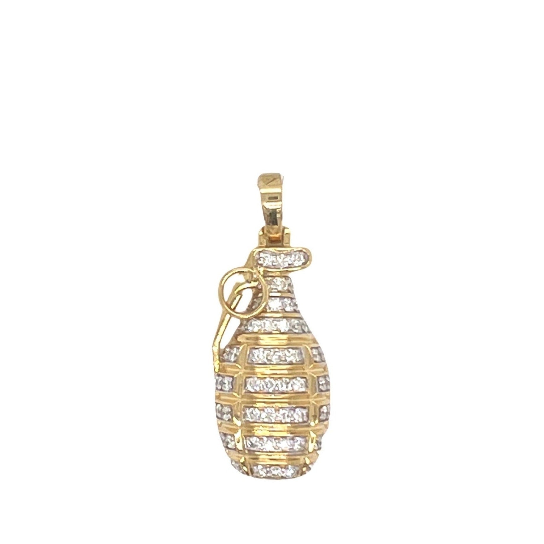 10K Yellow Gold Grenade Diamond Pendant 1.25 CT 1.5"