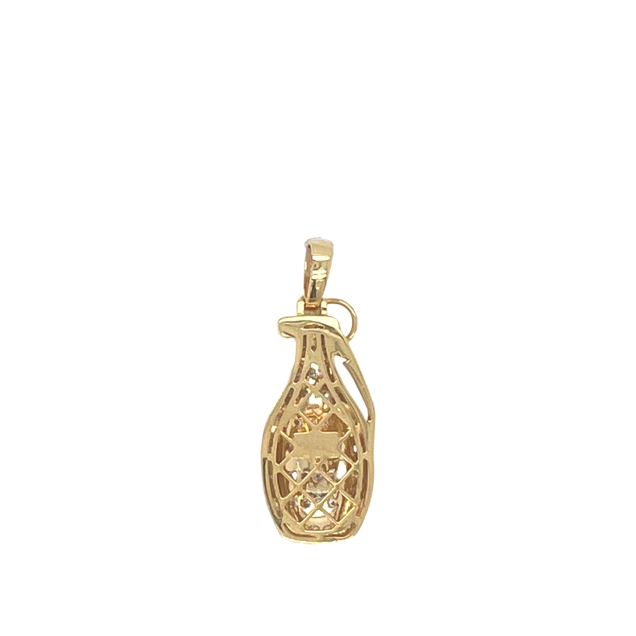 10K Yellow Gold Grenade Diamond Pendant 1.25 CT 1.5"