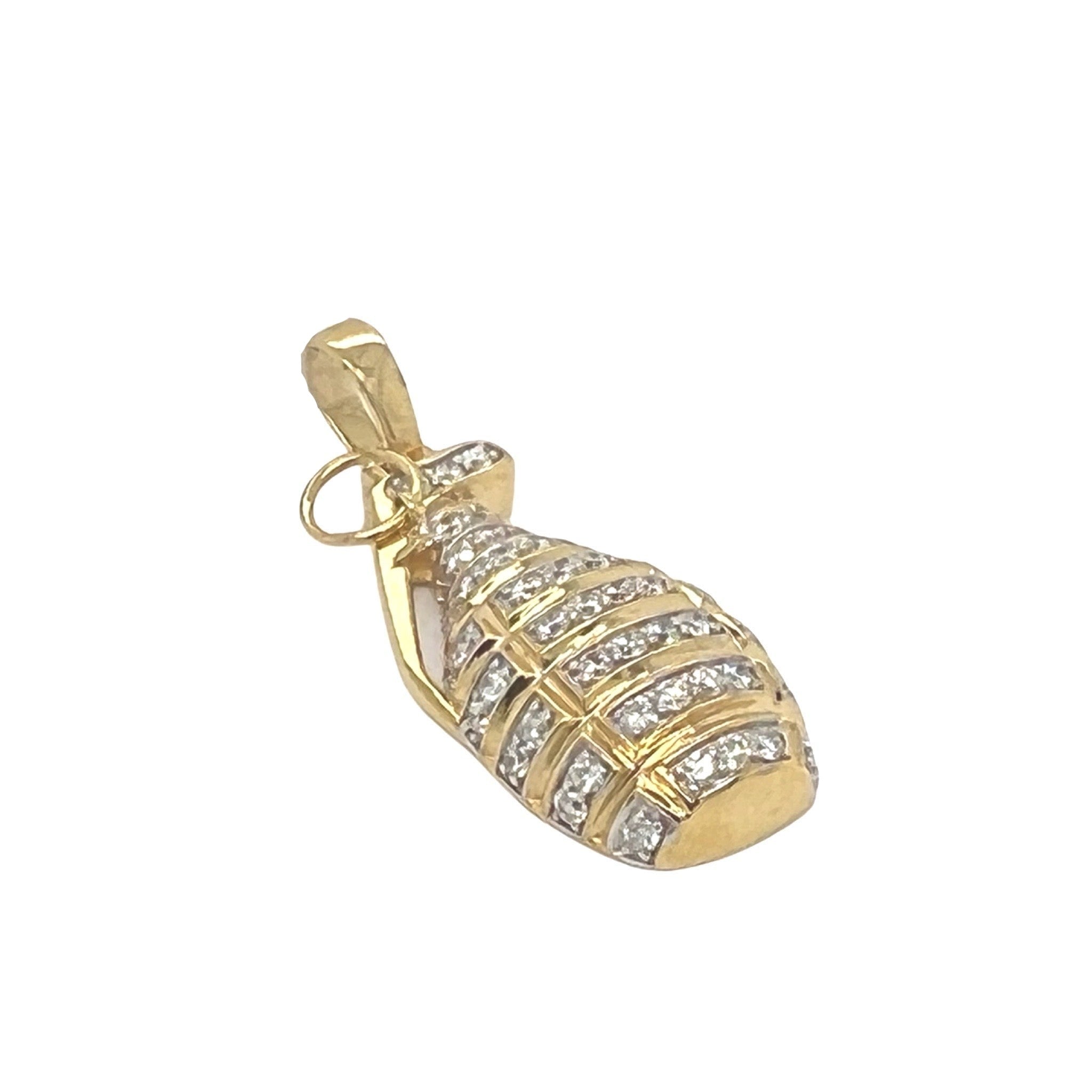 10K Yellow Gold Grenade Diamond Pendant 1.25 CT 1.5"