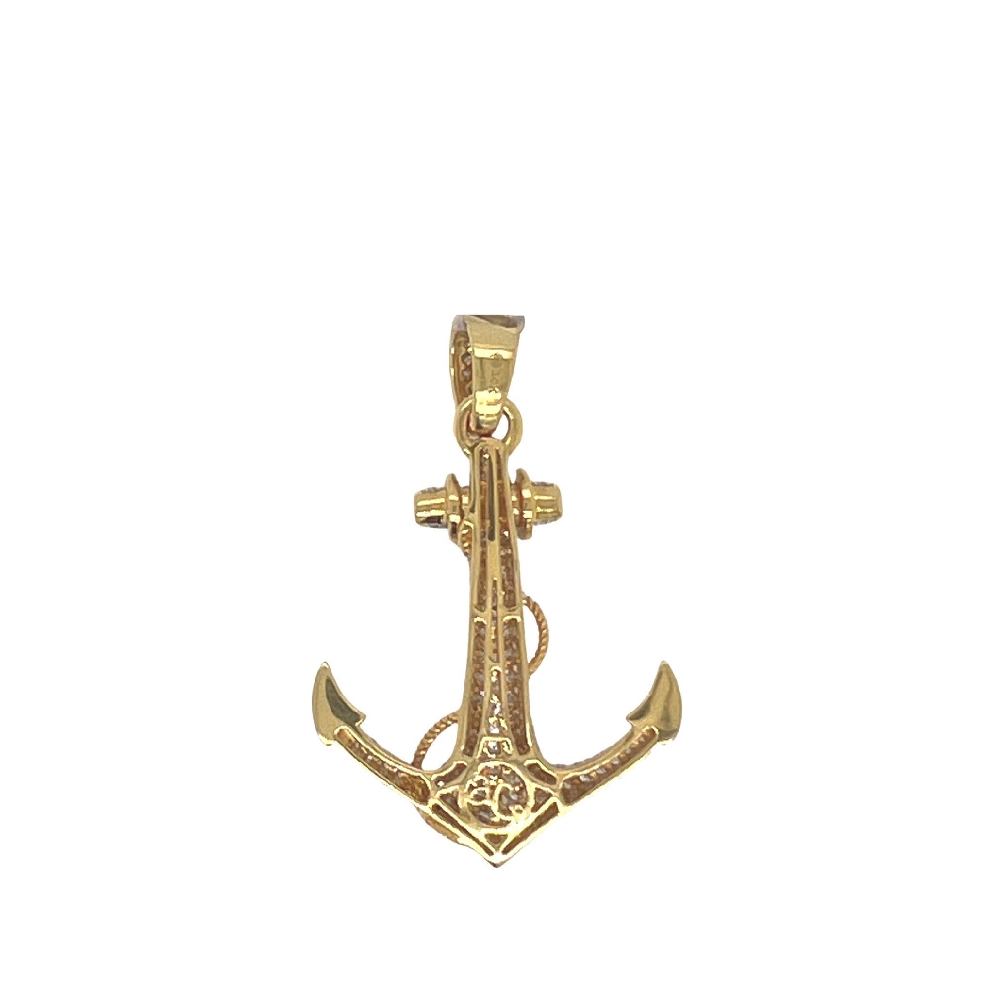 10K Yellow Gold Anchor VS Diamond Pendant 2.35 CT 1.75"