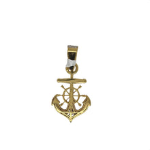 Load image into Gallery viewer, 10K Yellow Gold Anchor with Wheel Diamond Pendant 0.88 CT 1.5&quot;
