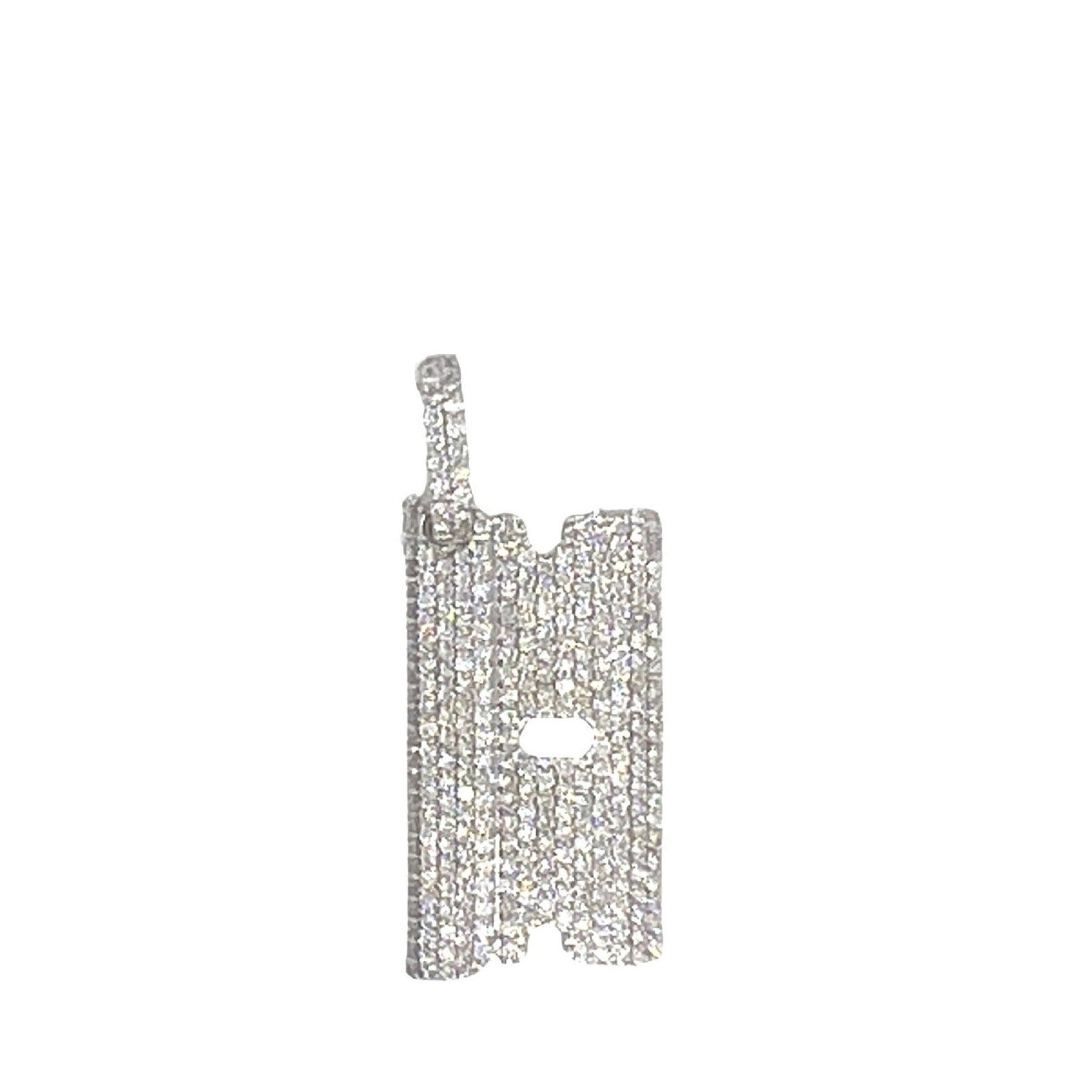 14K White Gold Razor Blade VS Diamond Pendant 1.69 CT 1.65"
