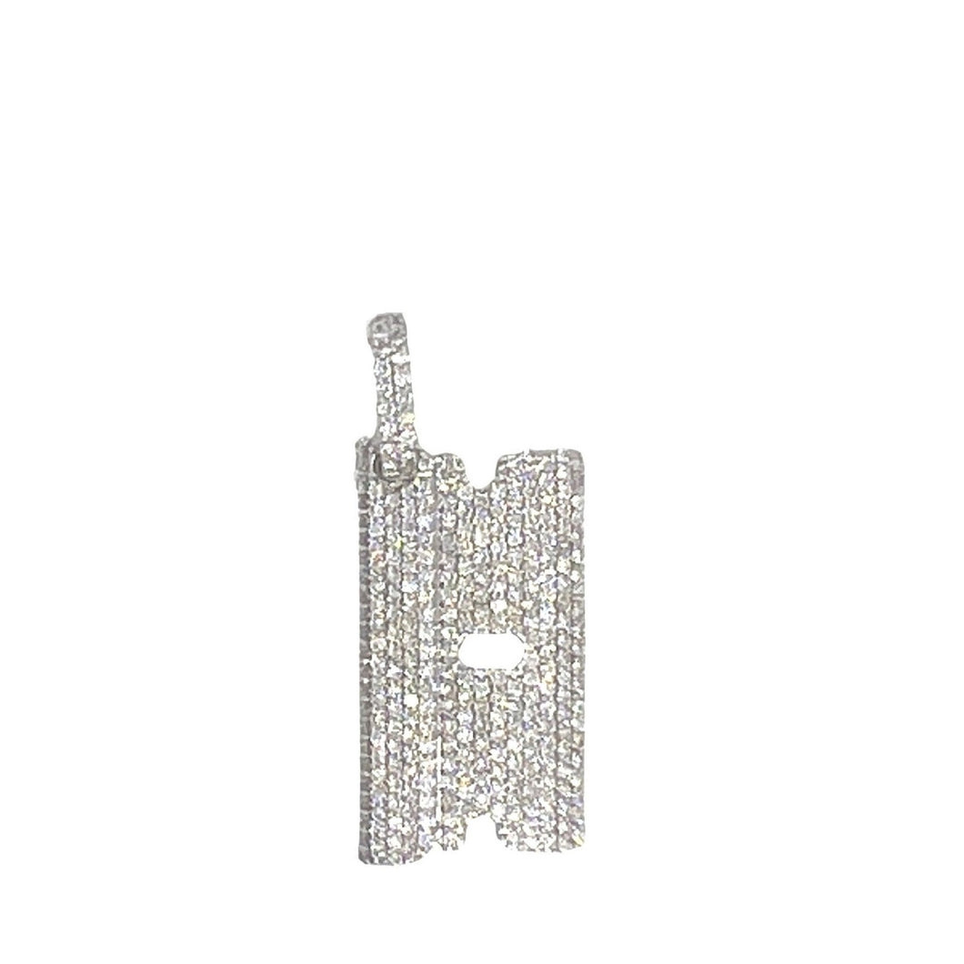 14K White Gold Razor Blade VS Diamond Pendant 1.69 CT 1.65