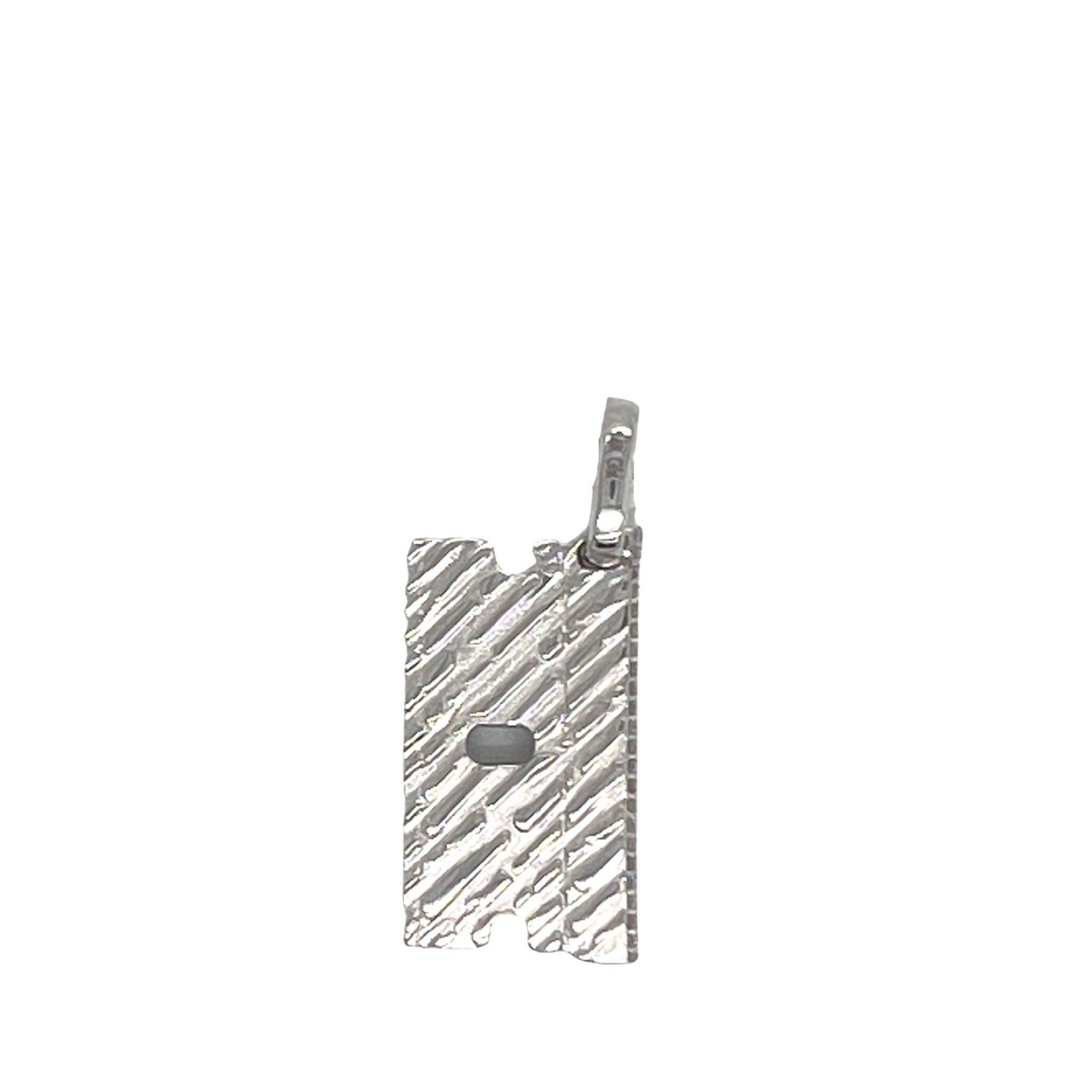 14K White Gold Razor Blade VS Diamond Pendant 1.69 CT 1.65"