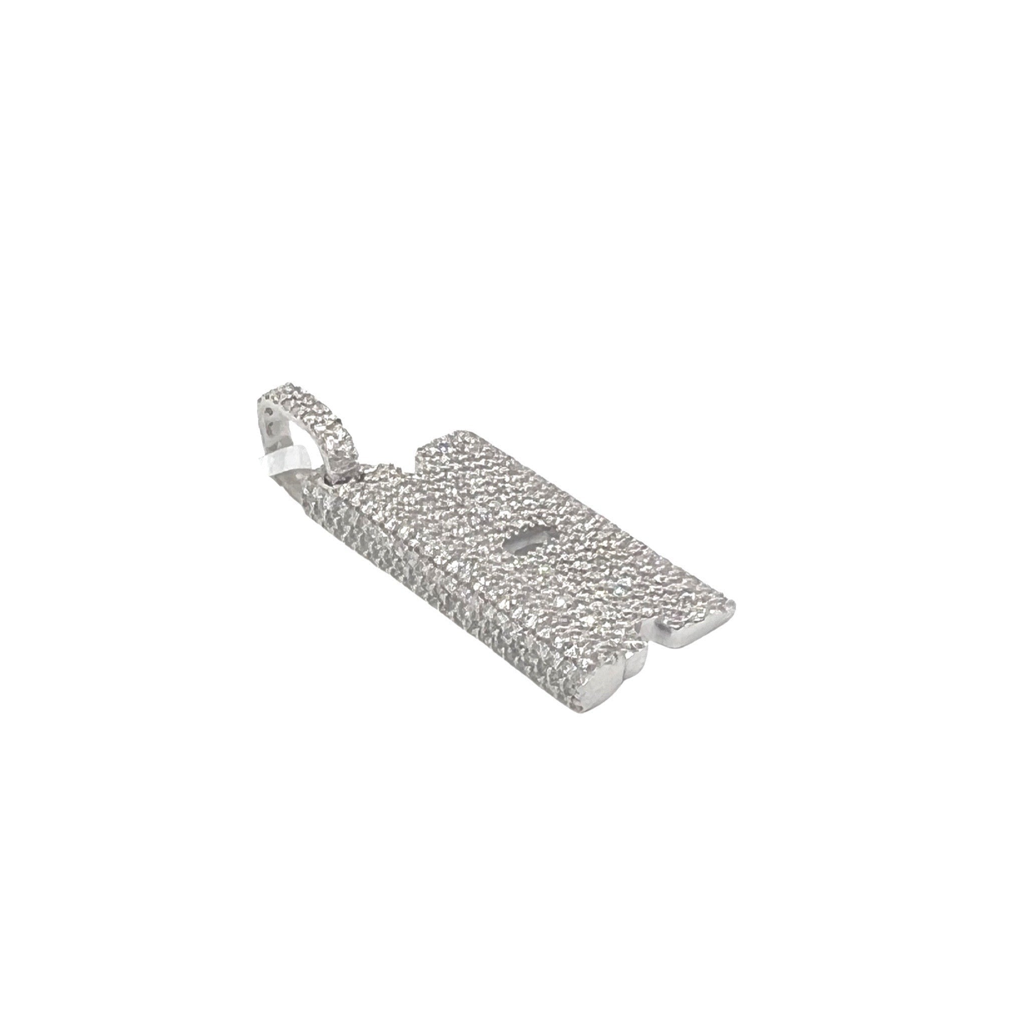 14K White Gold Razor Blade VS Diamond Pendant 1.69 CT 1.65"