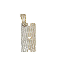 Load image into Gallery viewer, 10K Two Tone Gold Razor Blade VS Diamond Pendant 2.75 CT 1.75&quot;
