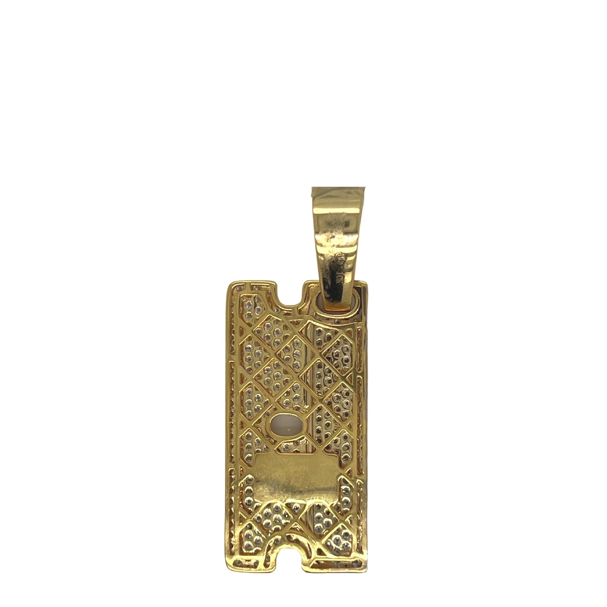10K Two Tone Gold Razor Blade VS Diamond Pendant 2.75 CT 1.75"