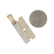 Load image into Gallery viewer, 10K Two Tone Gold Razor Blade VS Diamond Pendant 2.75 CT 1.75&quot;
