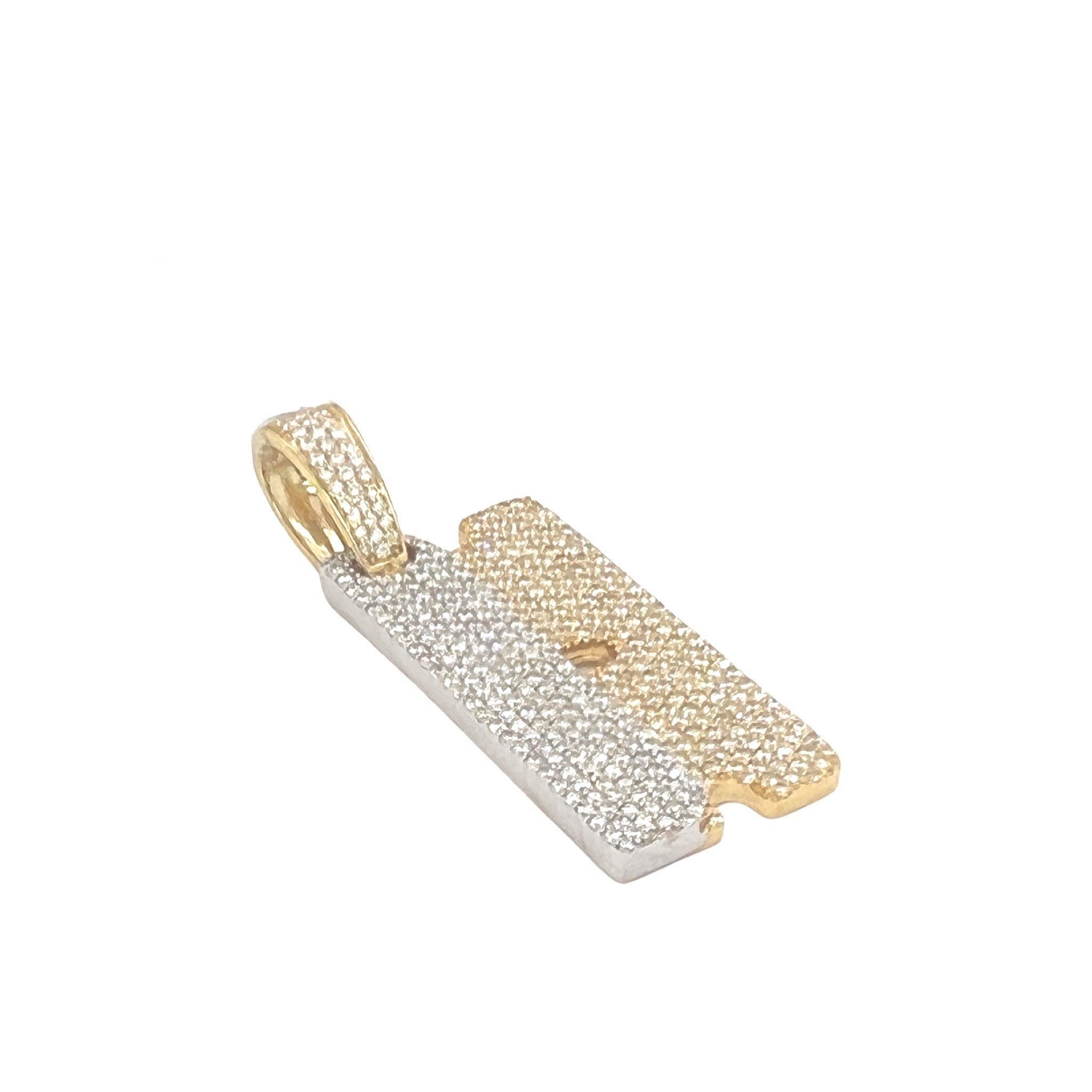 10K Two Tone Gold Razor Blade VS Diamond Pendant 2.75 CT 1.75"