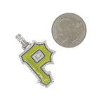 Custom 10K White Gold Pittsburgh Pirates Logo Diamond Pendant 0.76 CT 1.65"