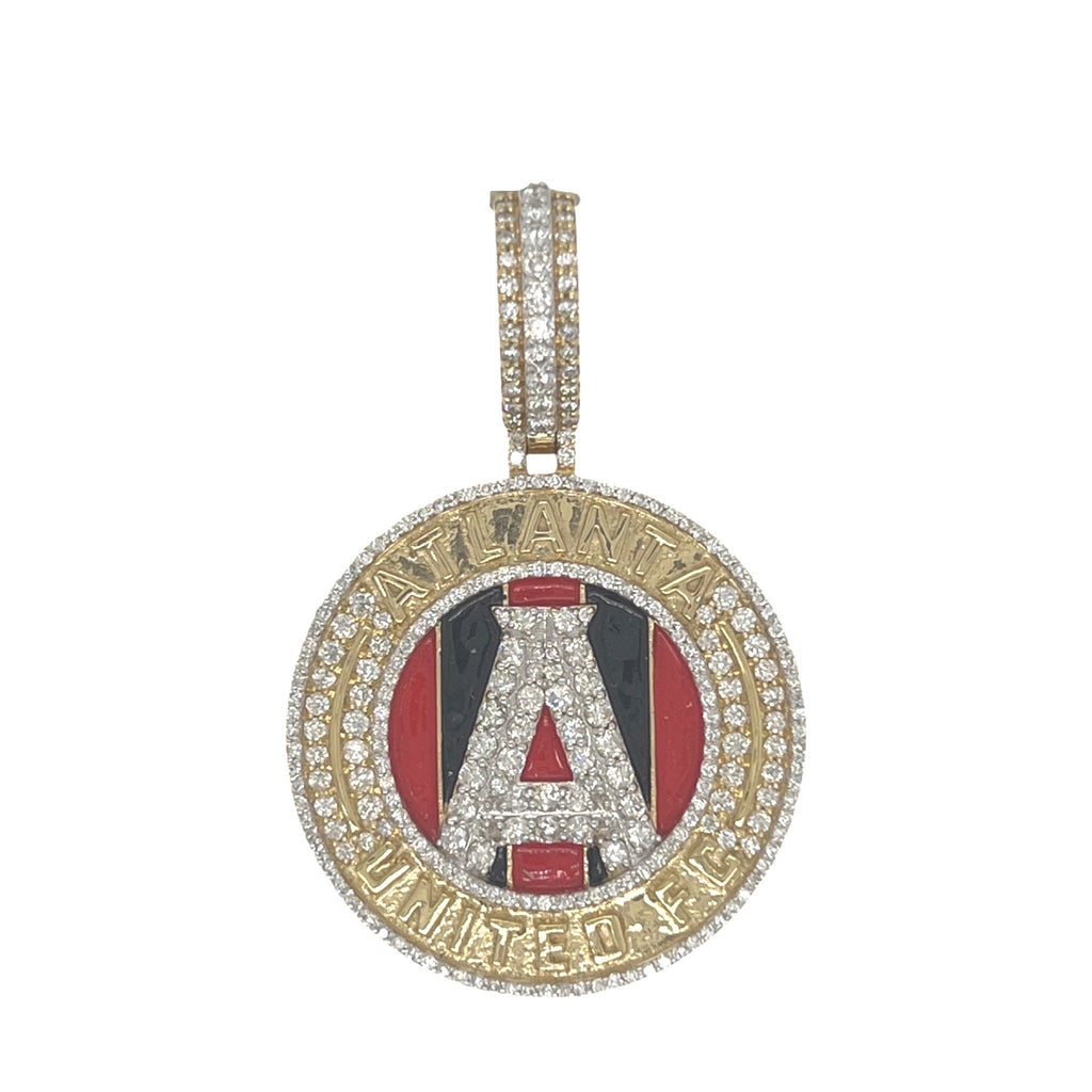 Custom 10K Yellow Gold Atlanta United FC Logo Diamond Pendant 1.99 CT 1.85"