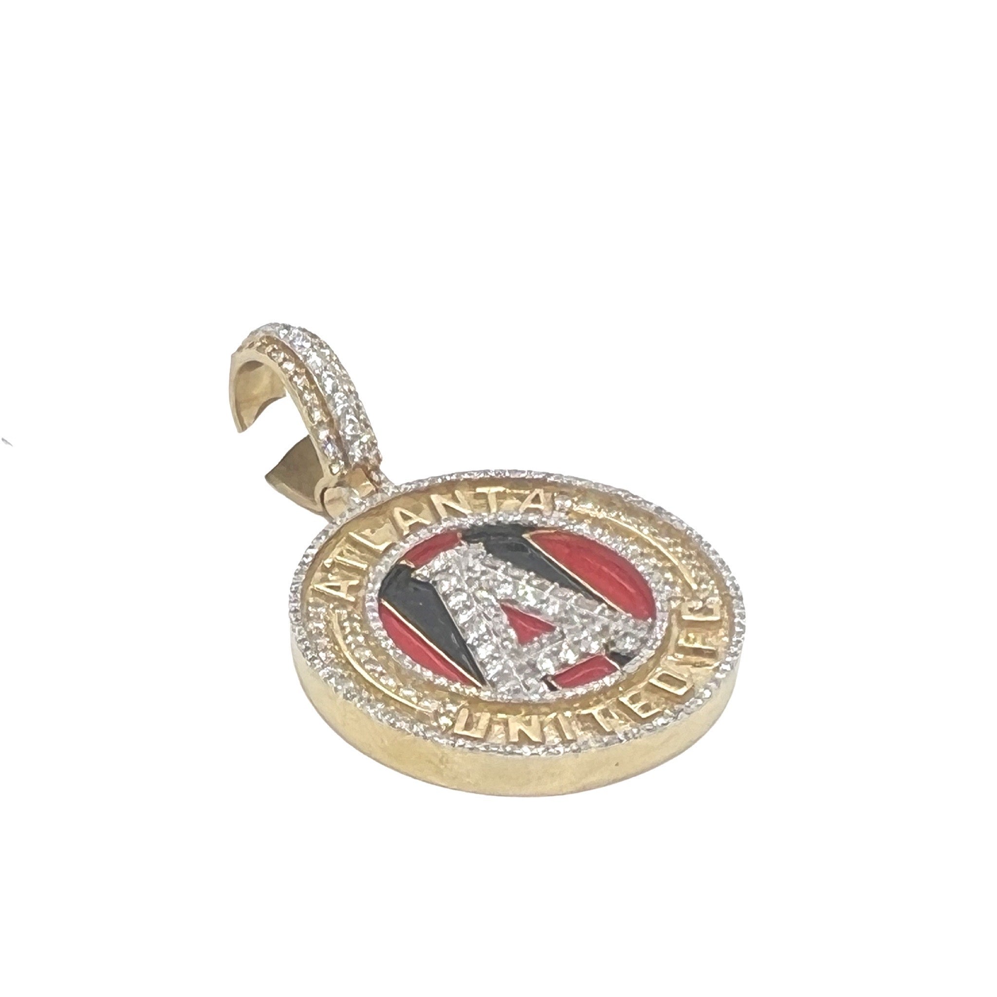 Custom 10K Yellow Gold Atlanta United FC Logo Diamond Pendant 1.99 CT 1.85"