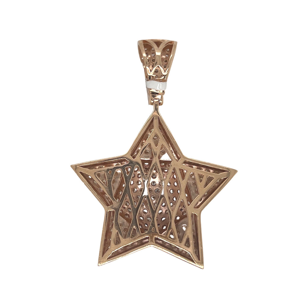 14K Rose Gold Super Star VS Diamond Pendant 4.22 CT 2.2"