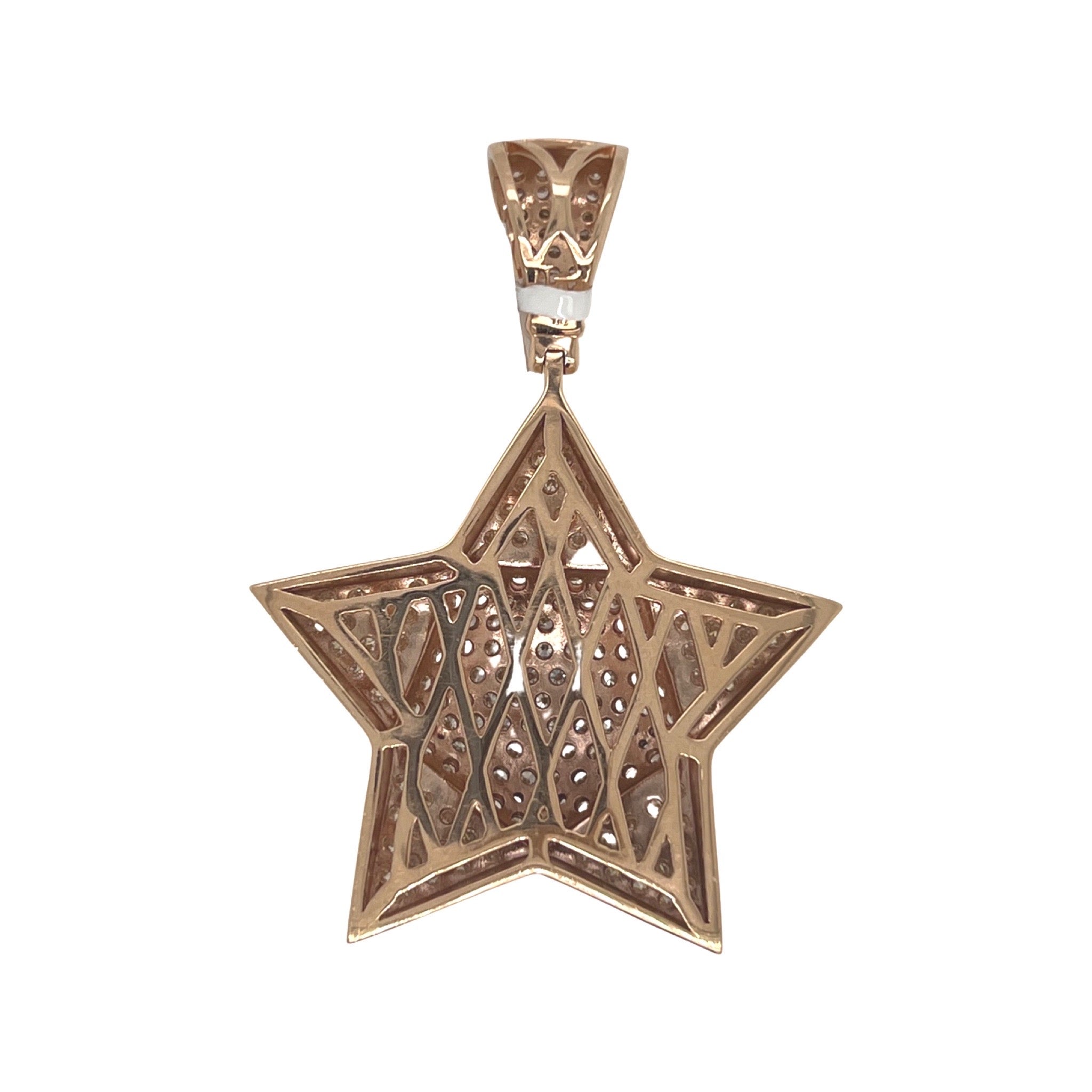 14K Rose Gold Super Star VS Diamond Pendant 4.22 CT 2.2"