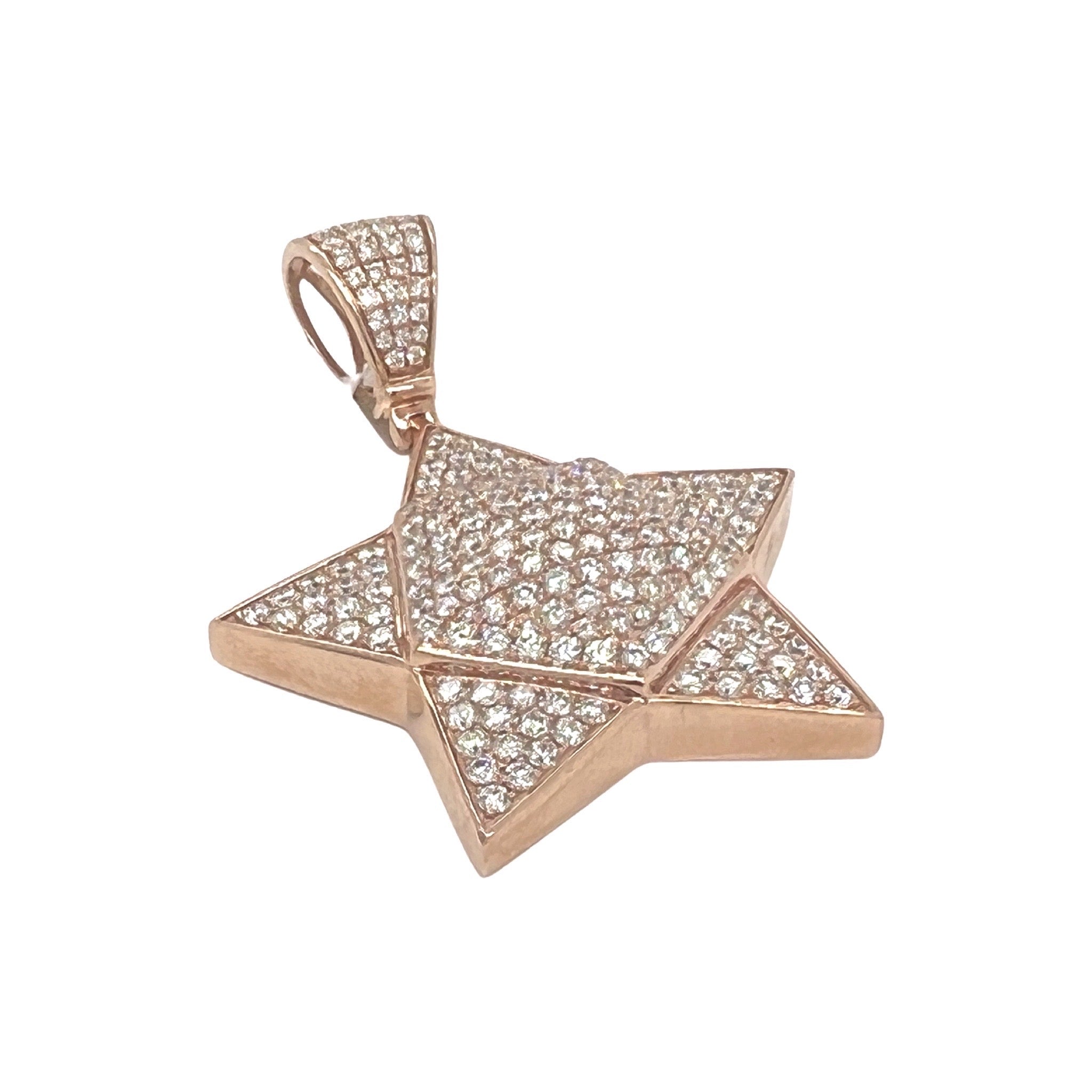 14K Rose Gold Super Star VS Diamond Pendant 4.22 CT 2.2"