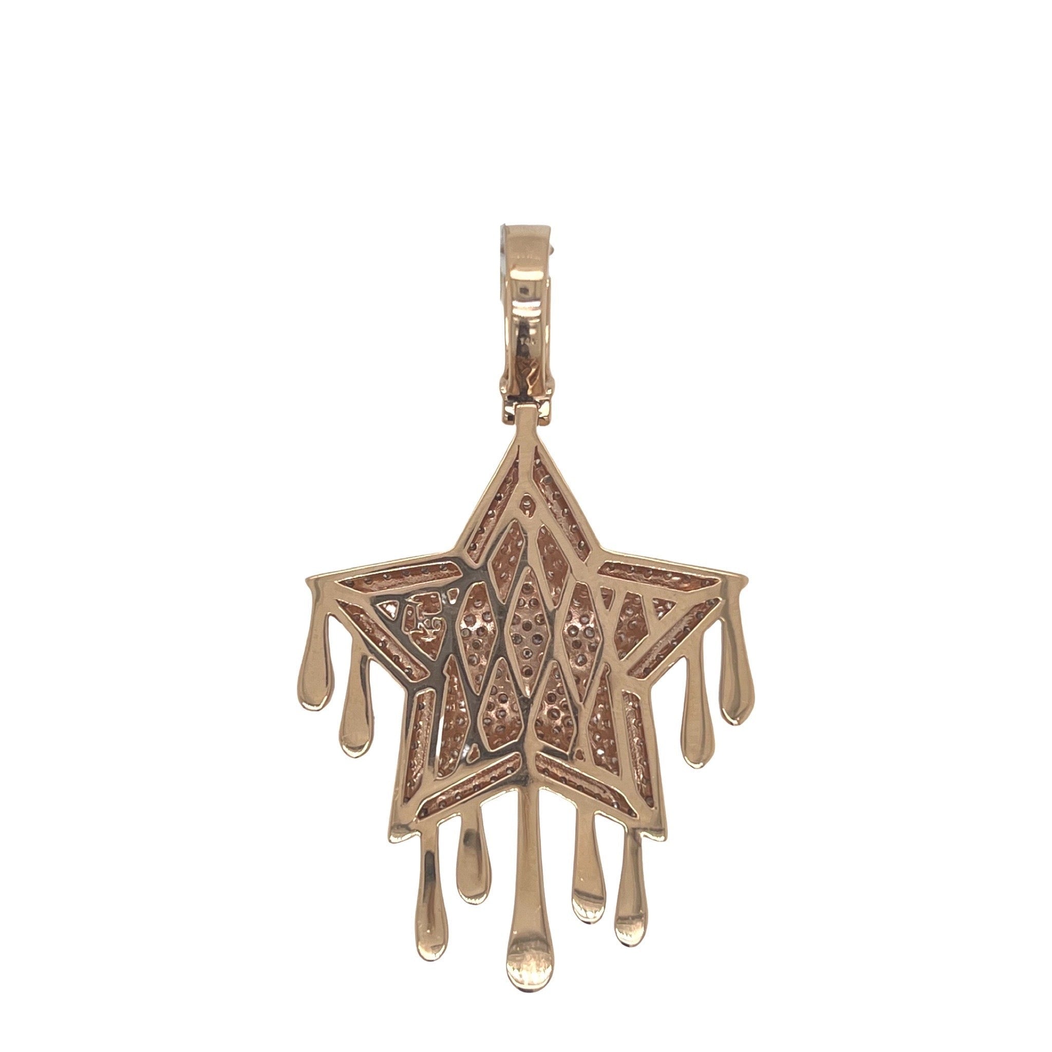 14K Two-Tone Gold Dripping Super Star VS Diamond Pendant 4.25 CT 2.65"