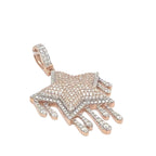 14K Two-Tone Gold Dripping Super Star VS Diamond Pendant 4.25 CT 2.65"