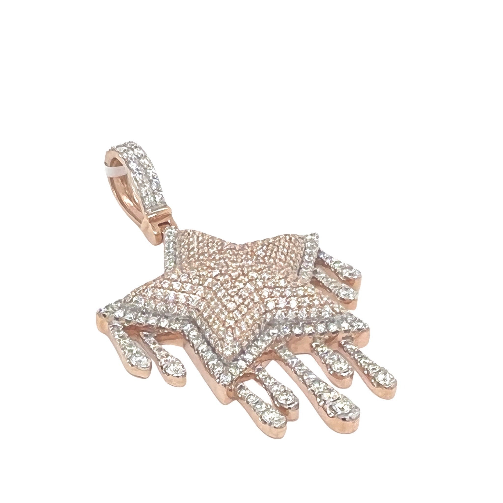 14K Two-Tone Gold Dripping Super Star VS Diamond Pendant 4.25 CT 2.65"