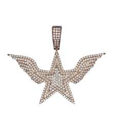 Load image into Gallery viewer, 14K Rose Gold 3D Super Star with Wings Diamond Pendant 3.55 CT 1.9&quot;
