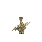 10K Yellow Gold Lightning Bolt Fist Diamond Pendant 1.11 CT 1.35"