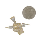 10K Yellow Gold Lightning Bolt Fist Diamond Pendant 1.11 CT 1.35"