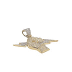 10K Yellow Gold Lightning Bolt Fist Diamond Pendant 1.11 CT 1.35"