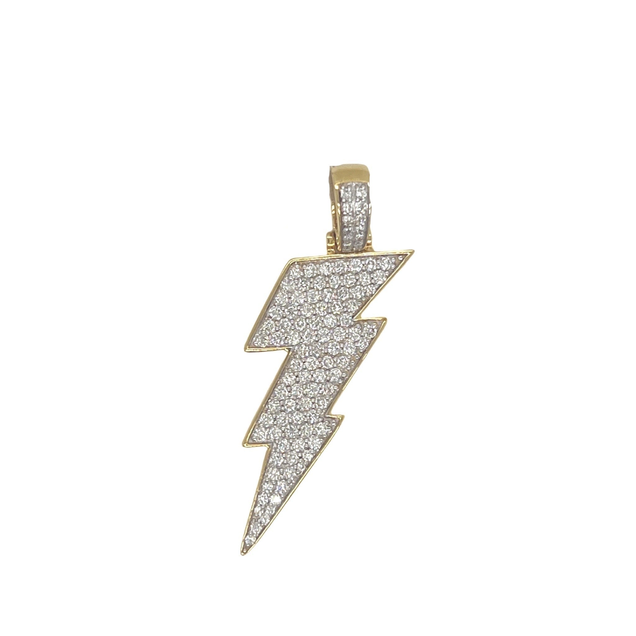 10K Yellow Gold Lightning Bolt Diamond Pendant 1.0 CT 1.65"
