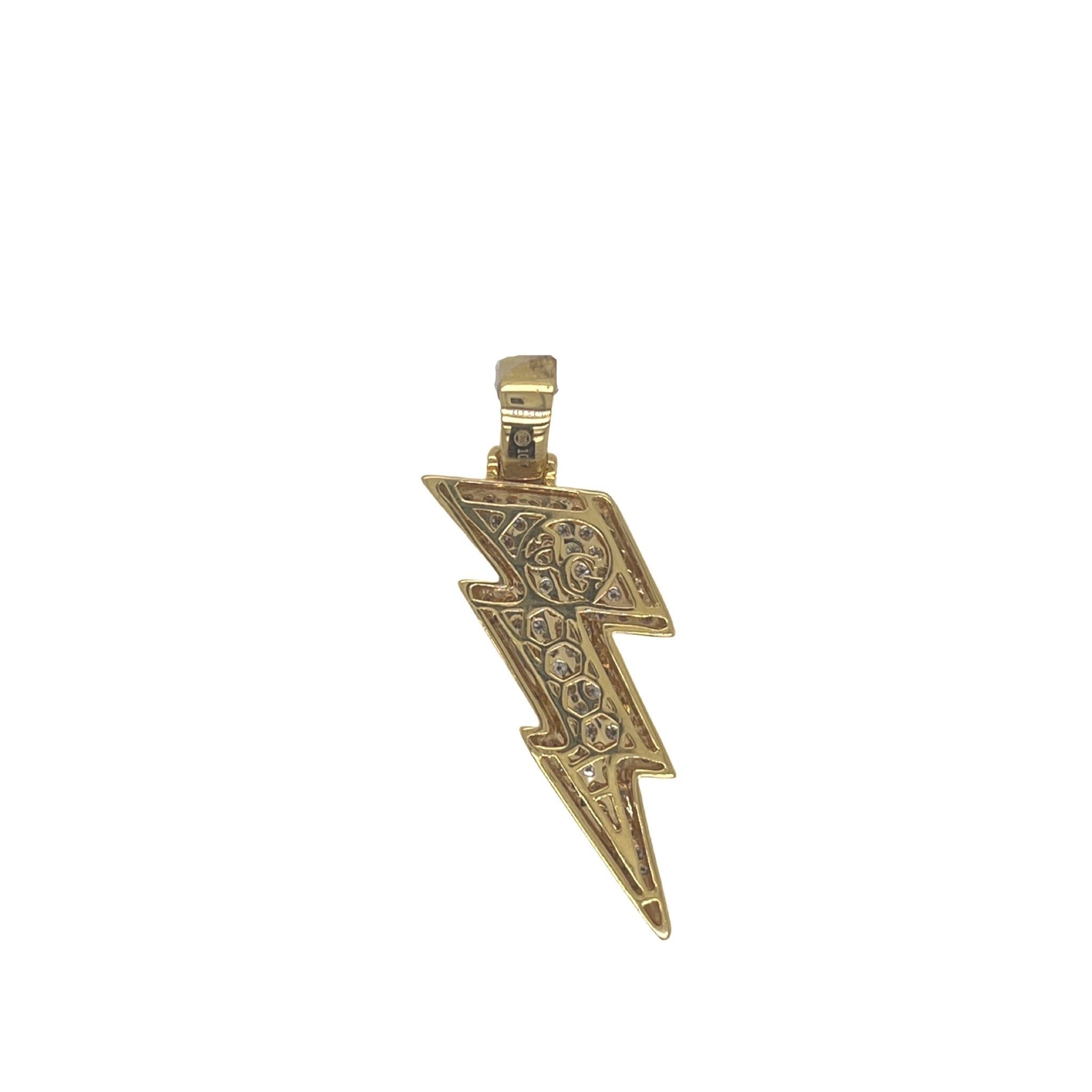 10K Yellow Gold Lightning Bolt Diamond Pendant 1.0 CT 1.65"