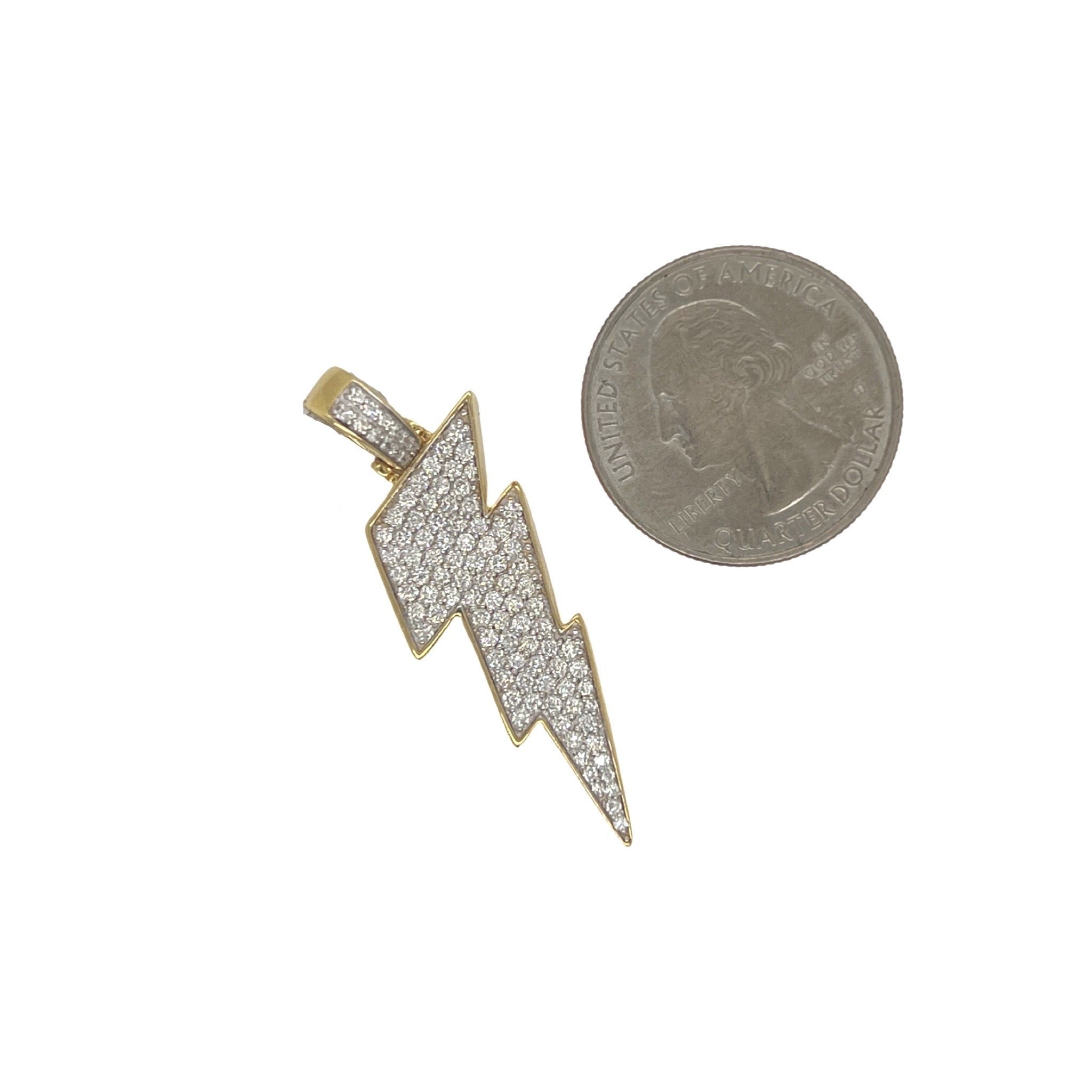 10K Yellow Gold Lightning Bolt Diamond Pendant 1.0 CT 1.65"