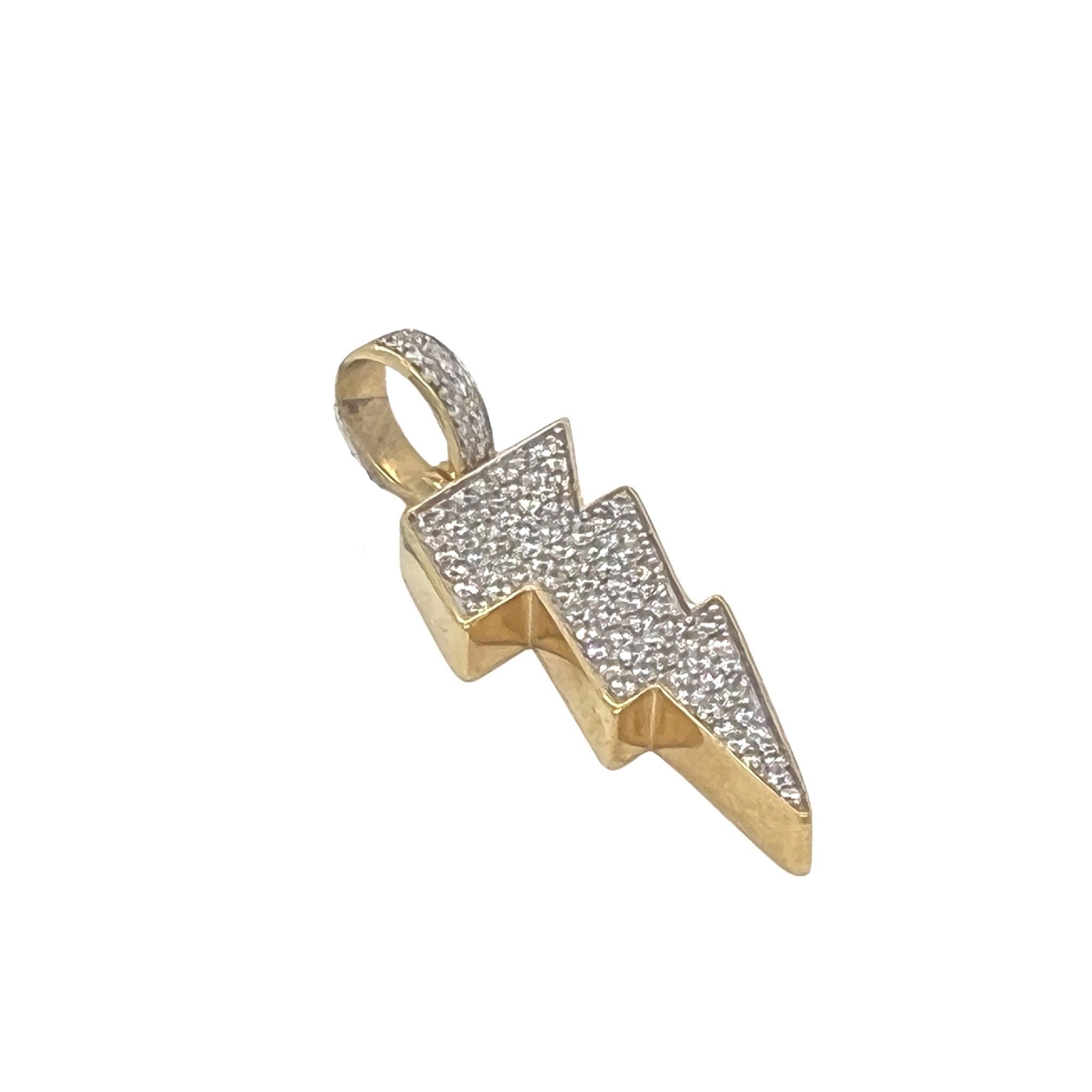 10K Yellow Gold Lightning Bolt Diamond Pendant 1.0 CT 1.65"