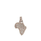 14K Rose Gold Africa Map Emerald VS Diamond Pendant 1.43 CT 1.35"