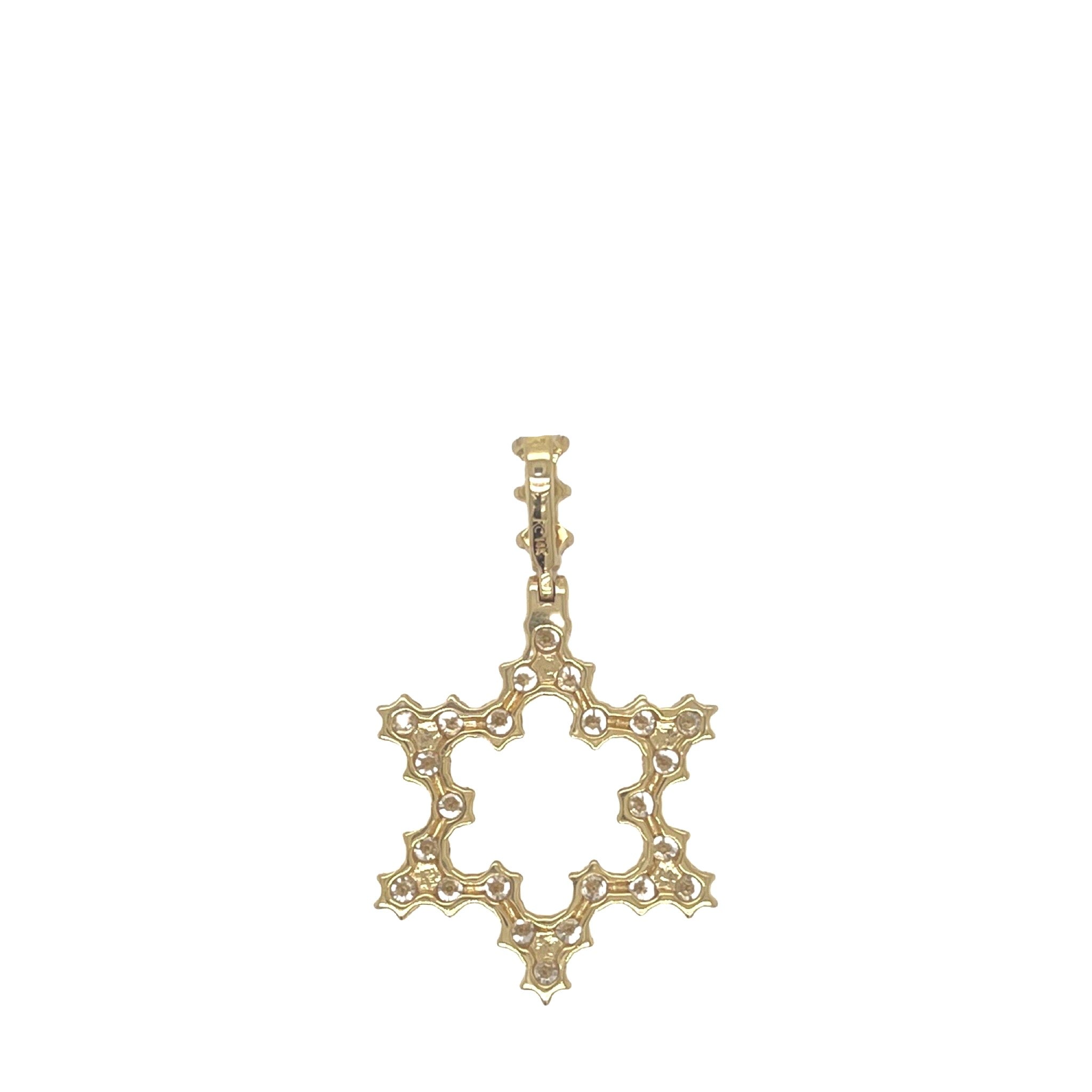 14K Yellow Gold Star of David Diamond Pendant 2.5 CT 1.4"