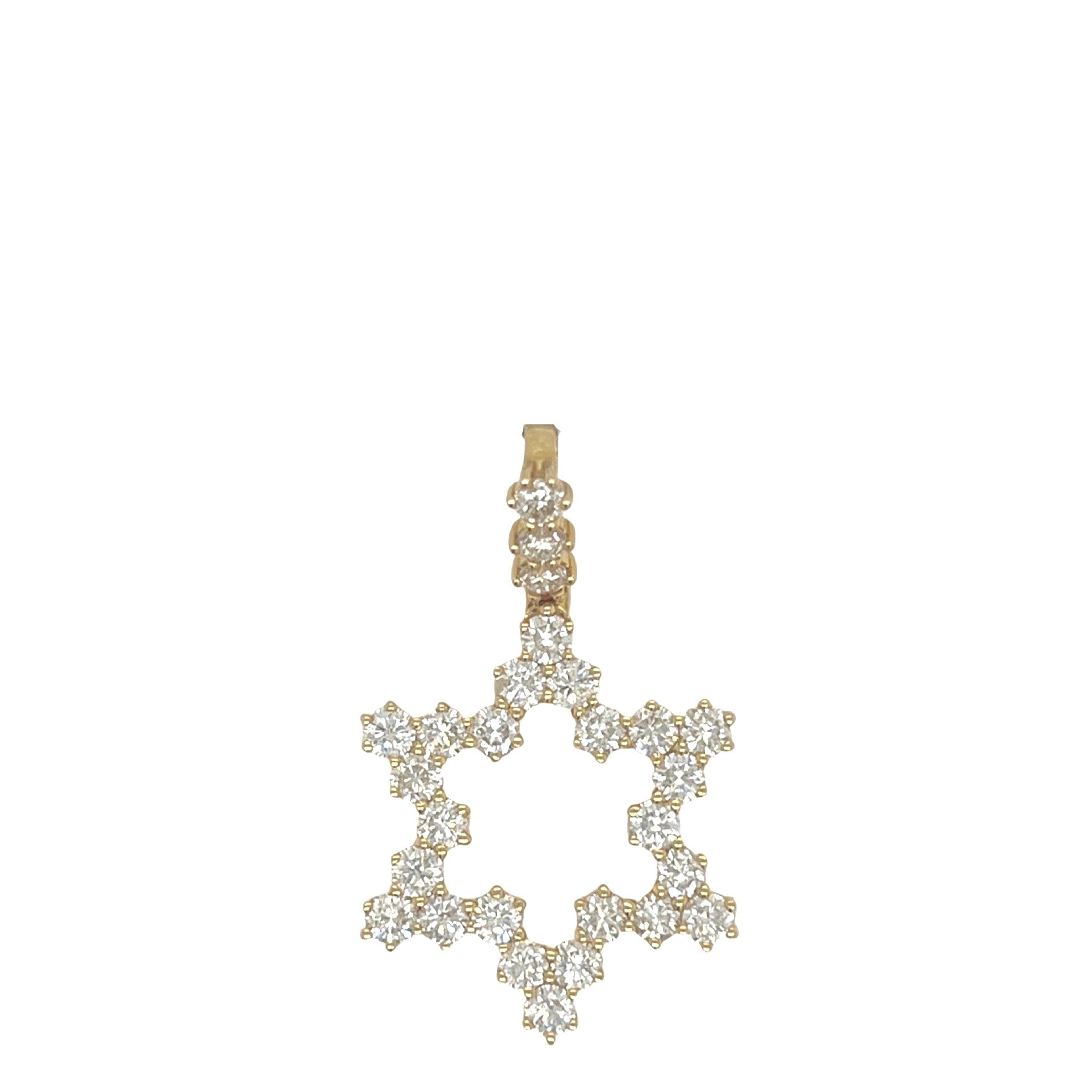 14K Yellow Gold Star of David Diamond Pendant 2.5 CT 1.4"