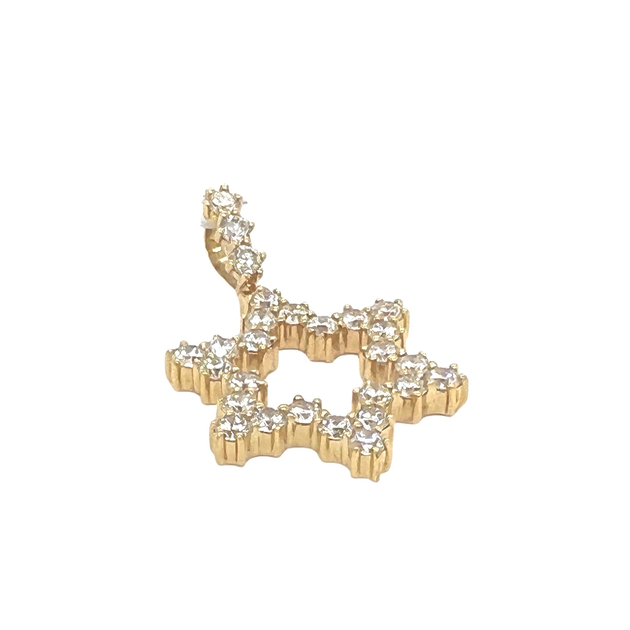 14K Yellow Gold Star of David Diamond Pendant 2.5 CT 1.4"