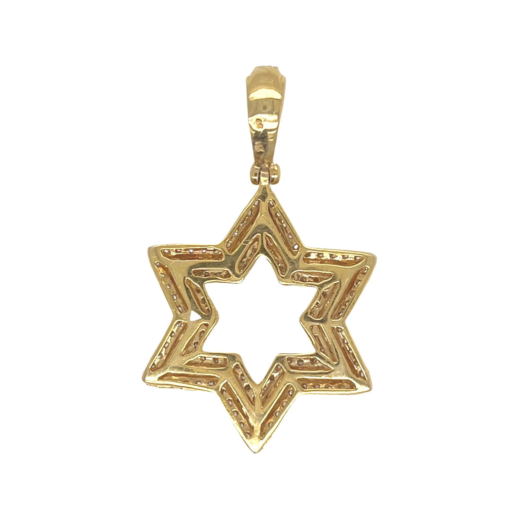 14K Yellow Gold Star of David VS Diamond Pendant 2.05 CT 1.75"