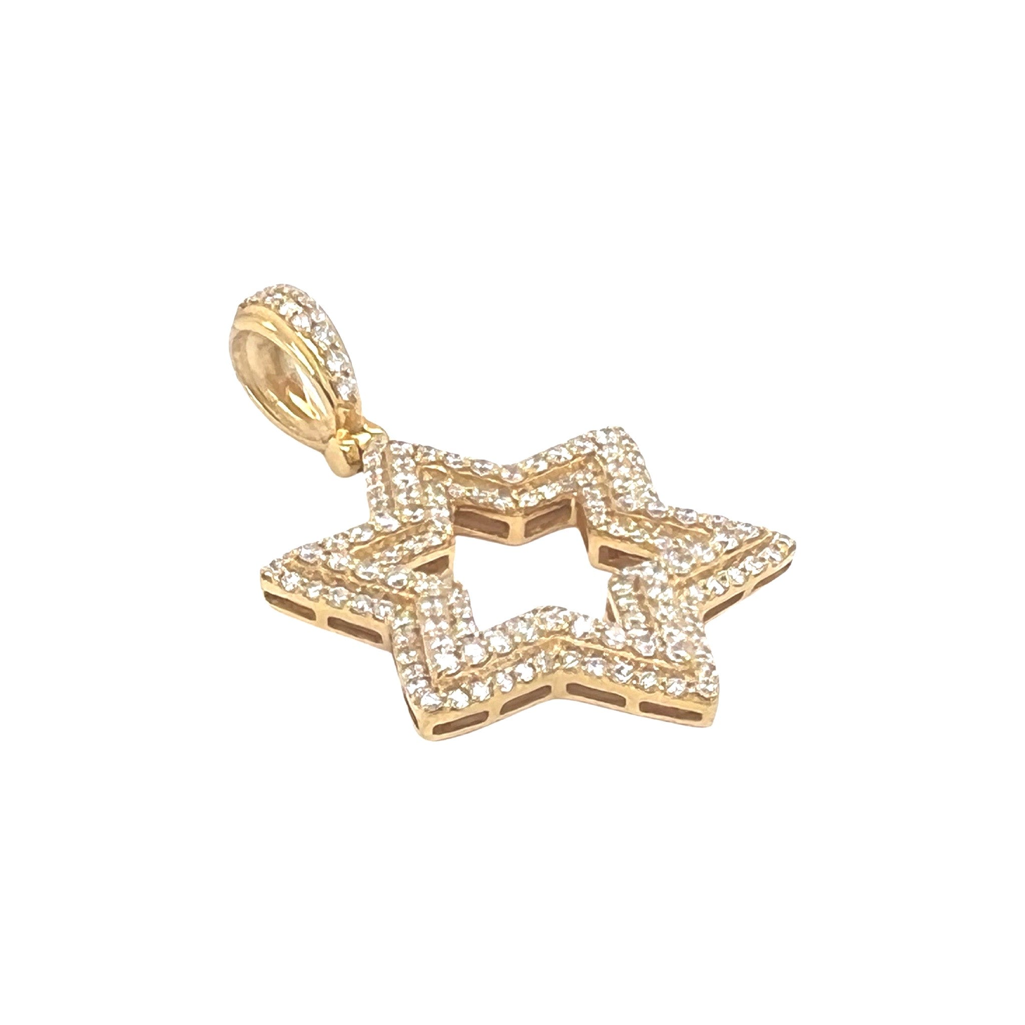 14K Yellow Gold Star of David VS Diamond Pendant 2.05 CT 1.75"