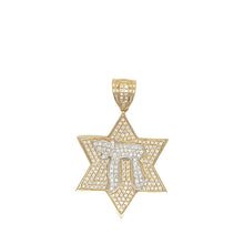 Load image into Gallery viewer, 14K Yellow Gold Star of David with Chai Diamond Pendant 0.93 CT 1.65&quot;
