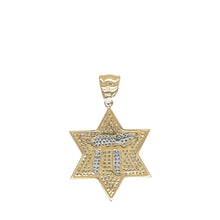 Load image into Gallery viewer, 14K Yellow Gold Star of David with Chai Diamond Pendant 0.93 CT 1.65&quot;
