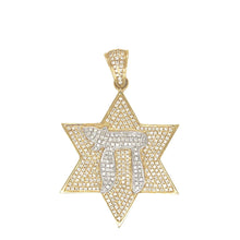 Load image into Gallery viewer, 14K Yellow Gold Star of David with Chai Diamond Pendant 1.53 CT 2&quot;
